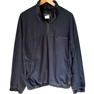 Footjoy Men’s Pullover Navy Blue Waffle Knit Lined 1/4 Zip Snap Pockets Size L